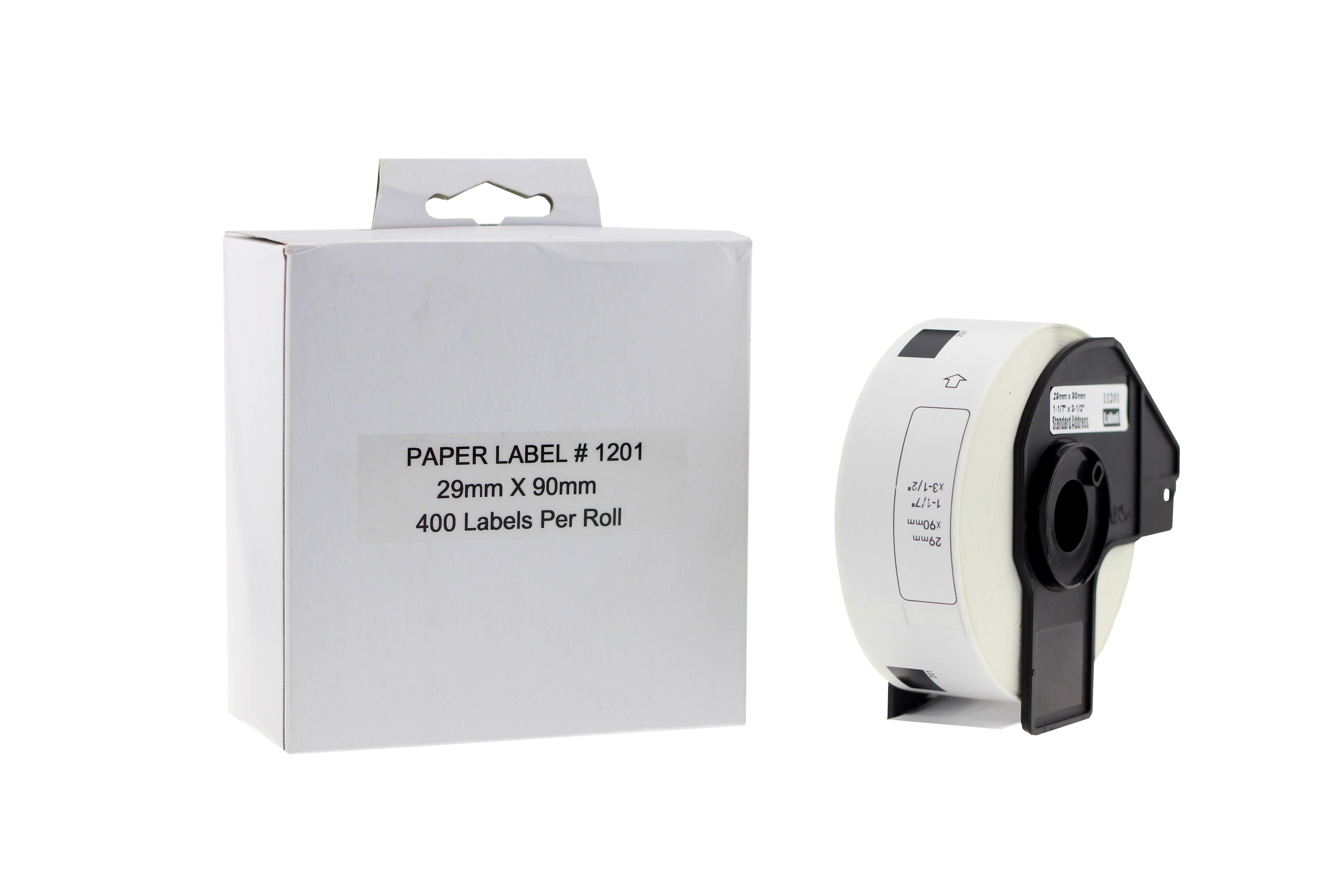 Compatible Brother DK11201 White Address Labels 29mm x 90mm 400pcs Pack of 10-PCR Business Solutions Ltd